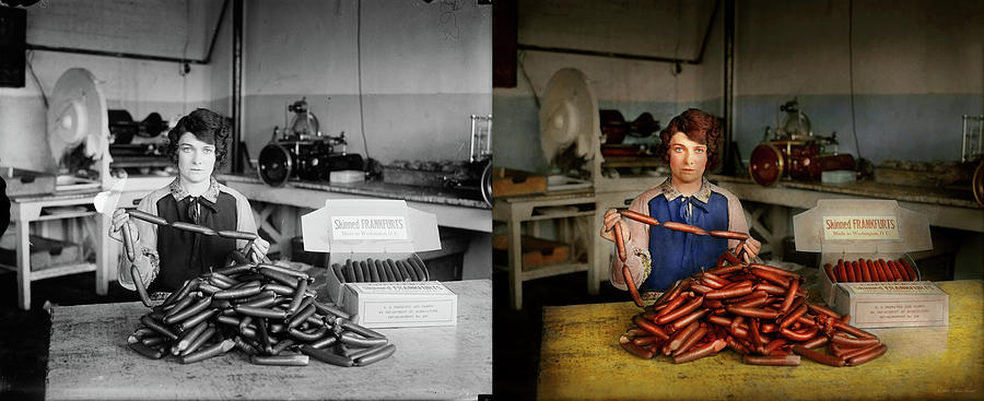 Meat Photograph - Kitchen - Meat - Does it  measure up 1927 - Side by Side by Mike Savad