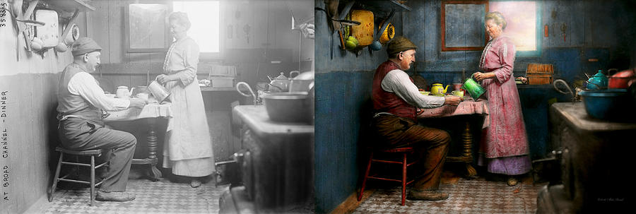 Kitchen - Morning Coffee 1915 - Side by Side Photograph by Mike Savad