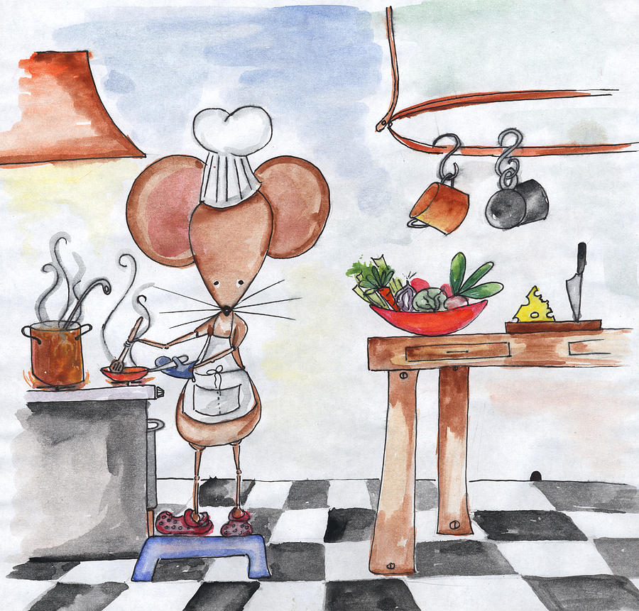 Cheese Painting - Kitchen Mouse by Sarah LoCascio