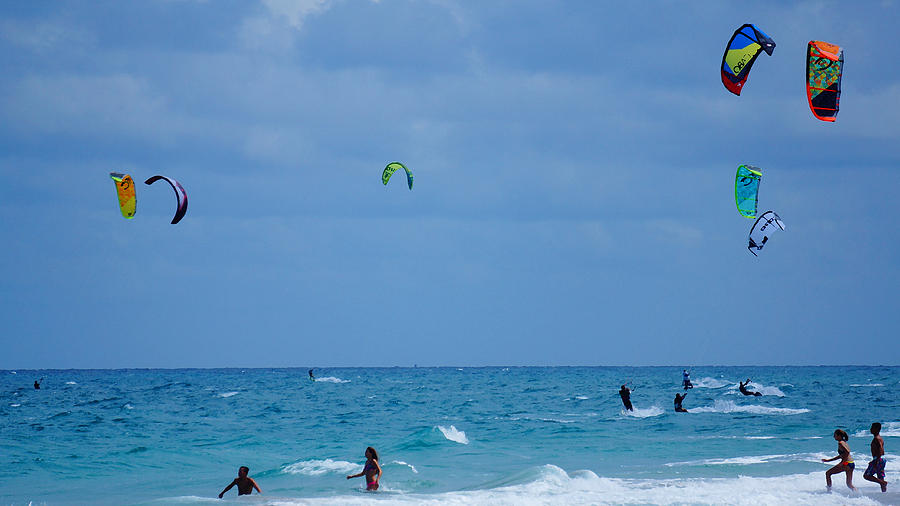 Kite Boarders and Swimmers Delray Beach Florida Photograph by Lawrence S Richardson Jr