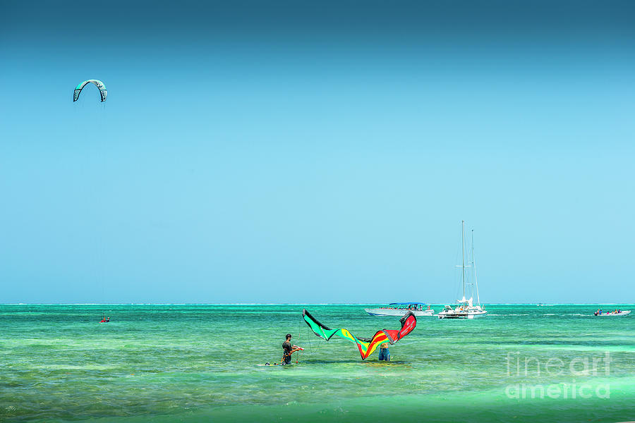 Kiteboarding Caribbean Sea Photograph by David Zanzinger