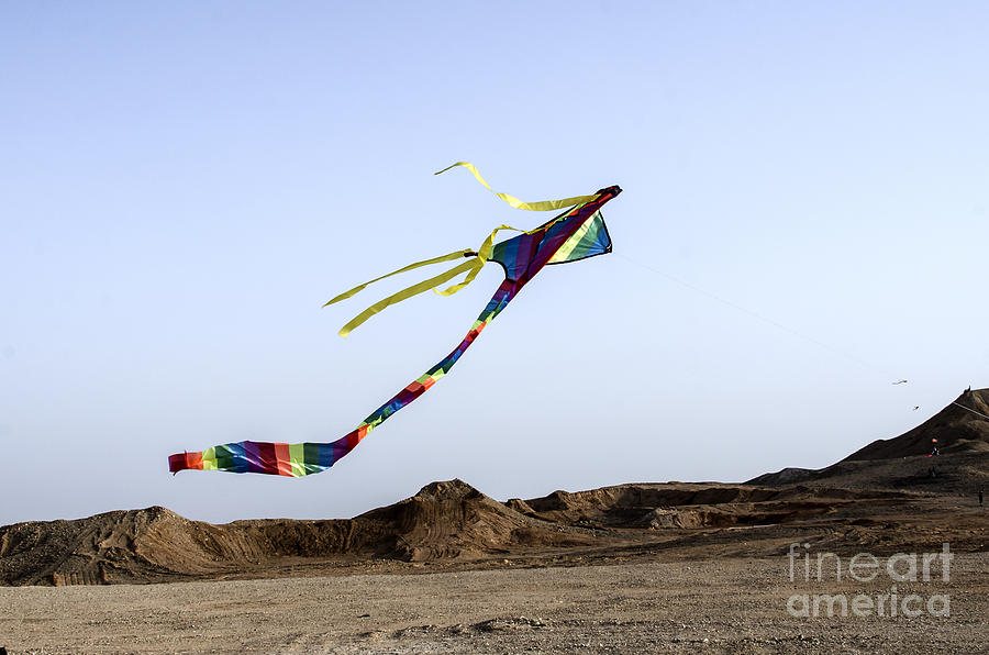 Kite Dancing In Desert 03 Photograph by Arik Baltinester