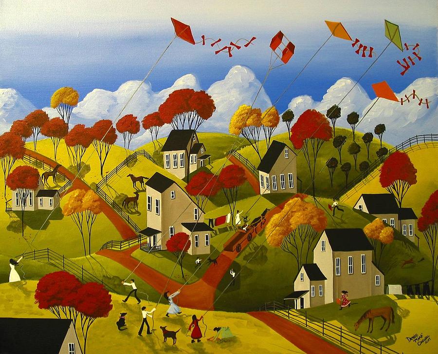 Kite Flying Frenzy Painting by Debbie Criswell