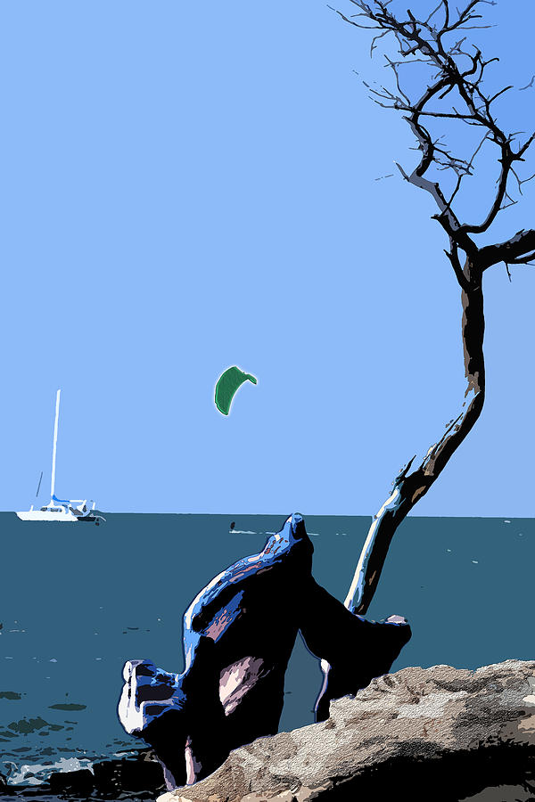 Kite Skiing at the Beach Digital Art by Karen Nicholson