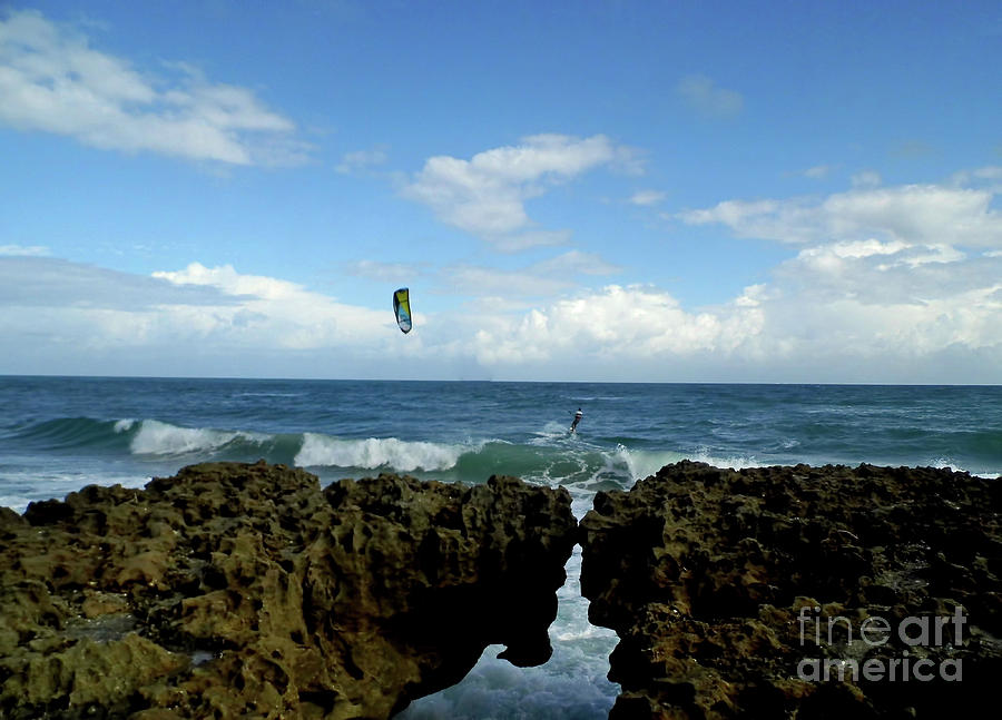 Kite Surfer At Blowing Rocks Photograph by D Hackett