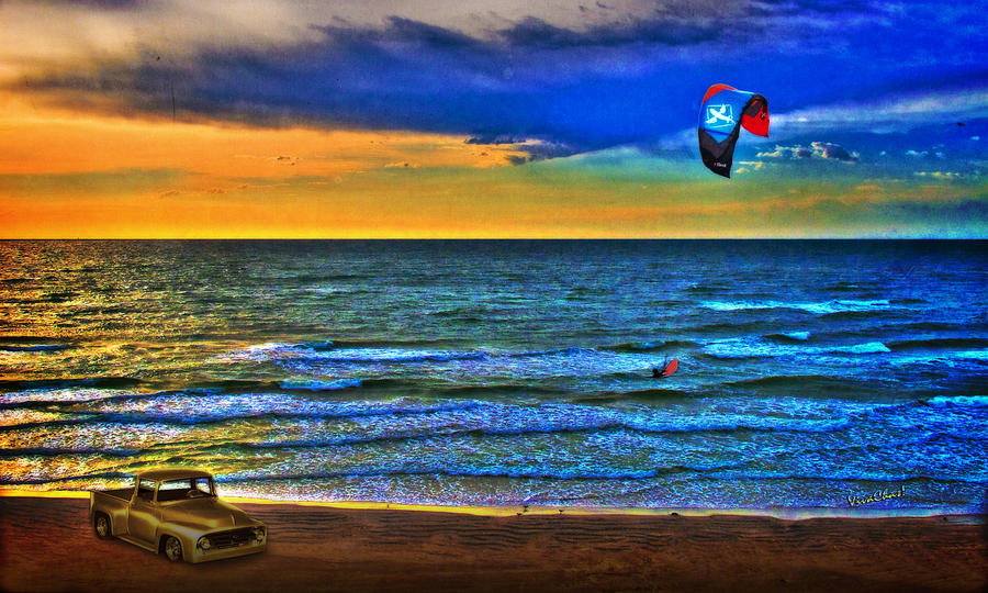 Kite Surfer Early Morning Ride Photograph by Chas Sinklier