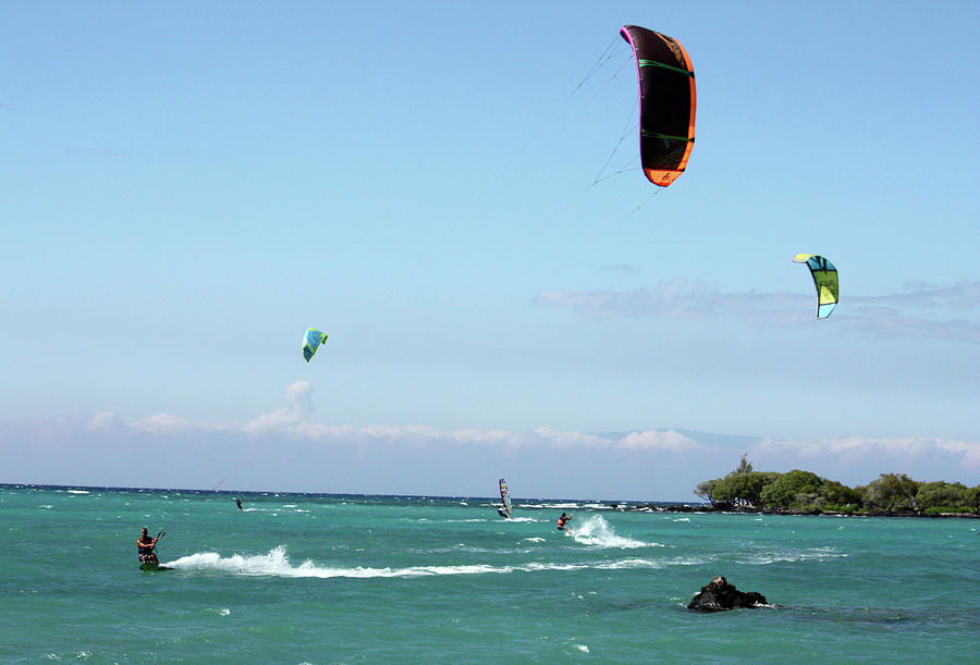 Kite Surfers and Maui Photograph by Karen Nicholson