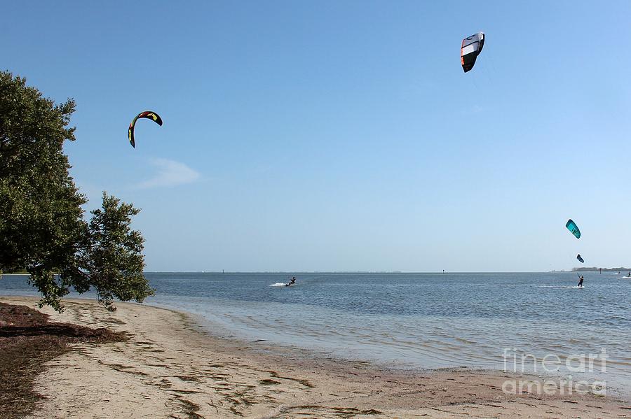 Beach Photograph - Kite Surfers Off the Beach by Robert Wilder Jr