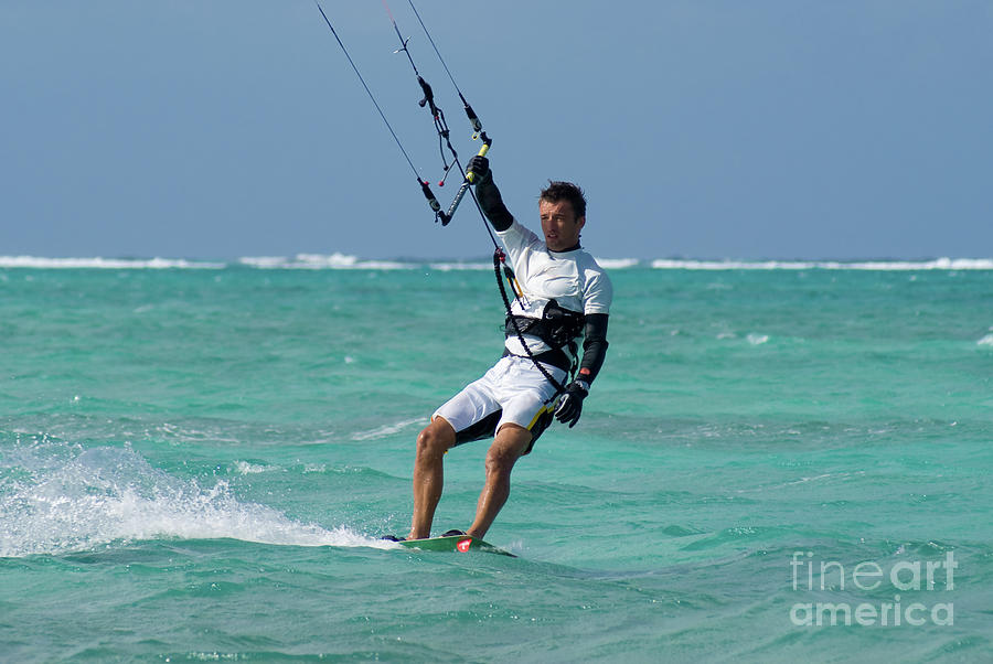Kite surfing in Grand Cayman Photograph by Anthony Totah