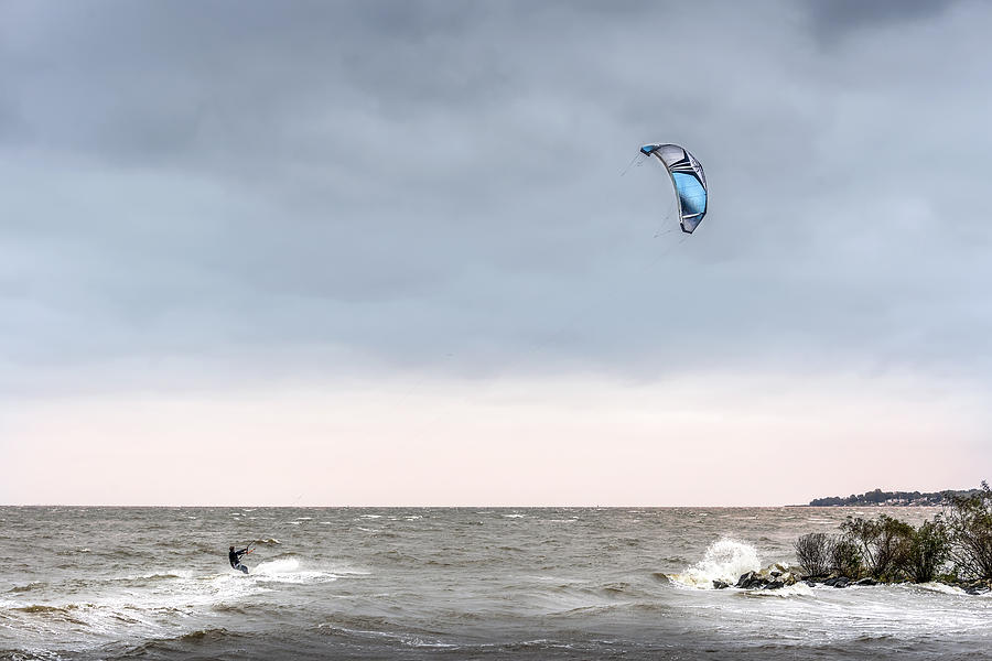 Kite Surfing on the Chesapeake Bay Photograph by Patrick Wolf