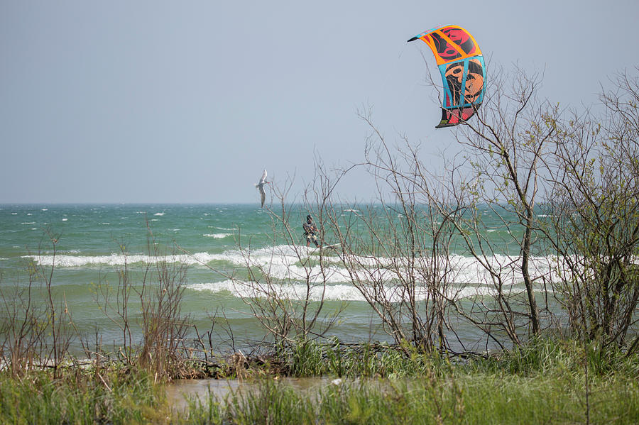 Kite Windsurfing on Lake Michigan Photograph by Nikki Vig