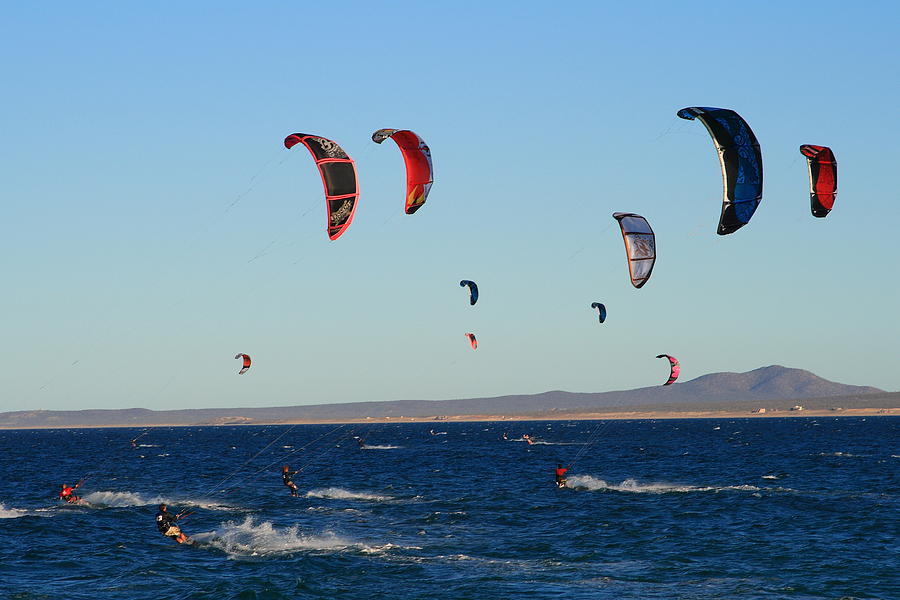 Kiteboarding At La Ventana Photograph by Robert McKinstry