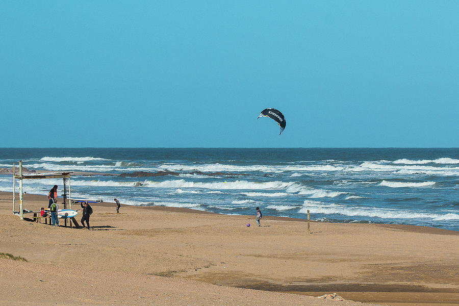 Kiteboarding in Punta del Este, Uruguay Photograph by Robert McKinstry