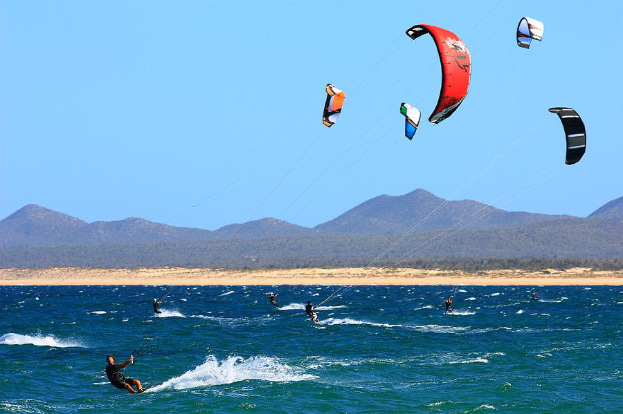 Kiteboarding The Sea Of Cortez Photograph by Robert McKinstry