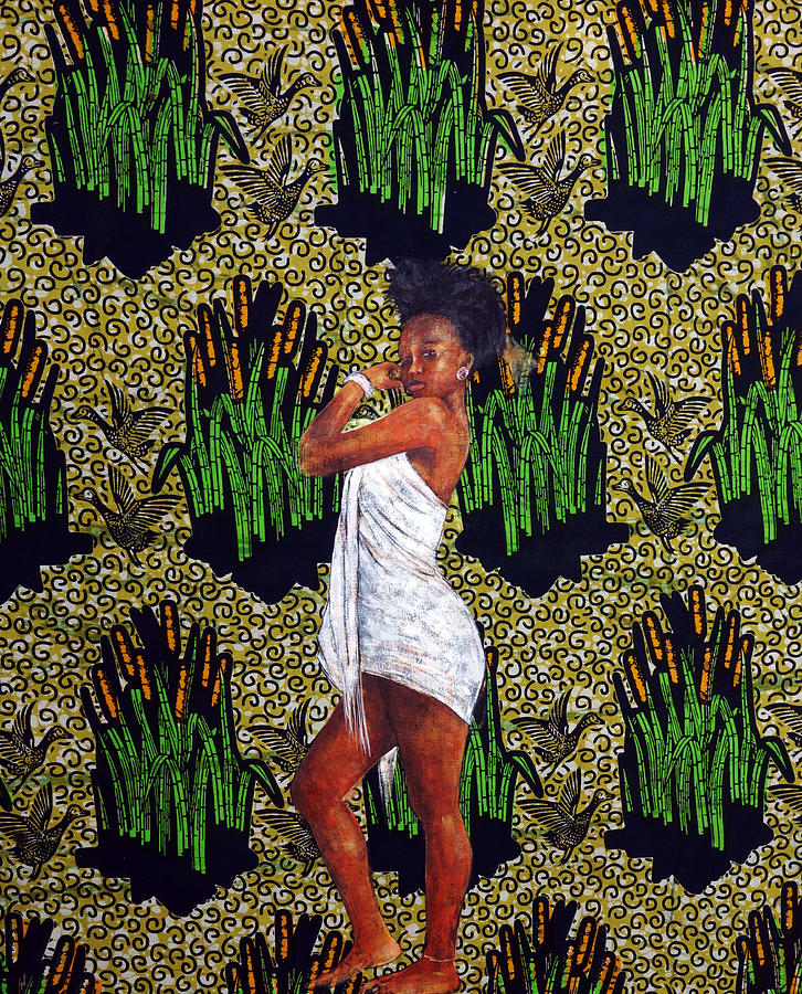 Kitenge Background Series 3 Painting by Ronex Ahimbisibwe