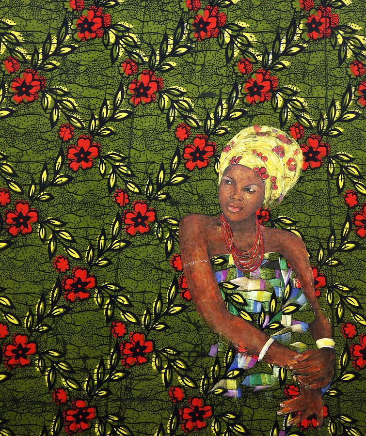 Kitenge Background Series Painting by Ronex Ahimbisibwe