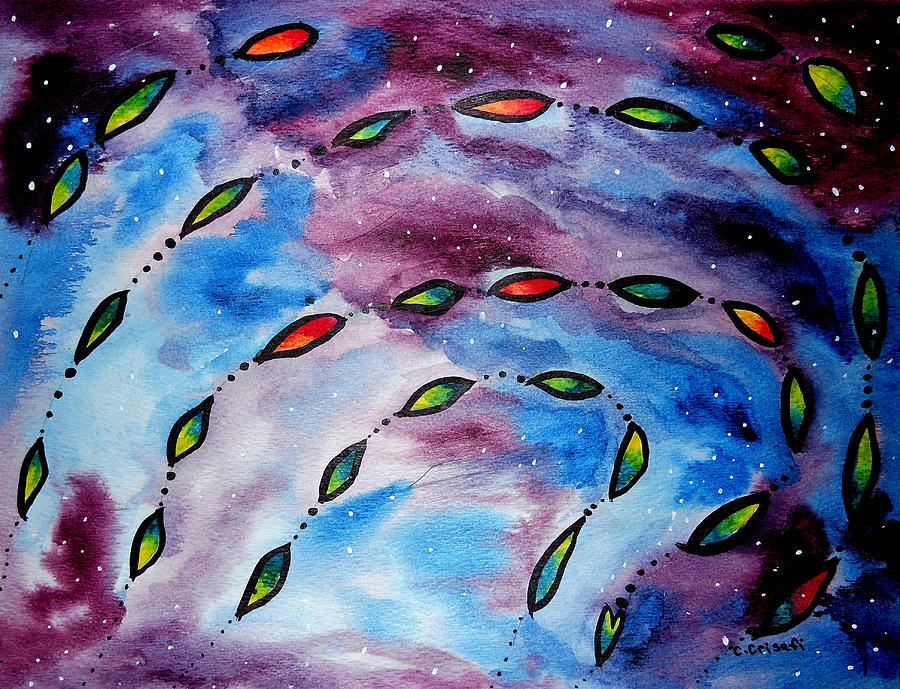 Abstract Painting - Kites in the Cosmos by Carol Crisafi