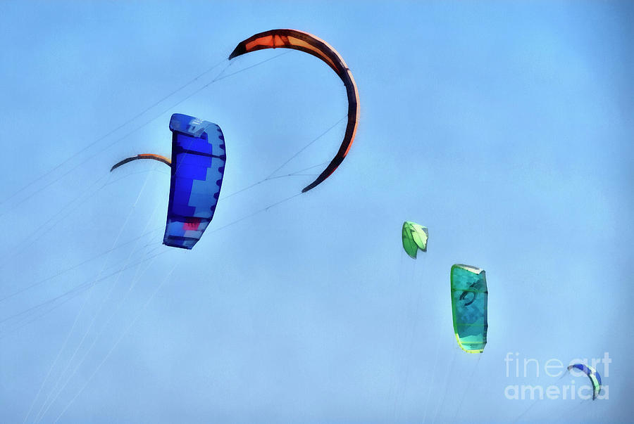 Kites in the sky Painting by George Atsametakis