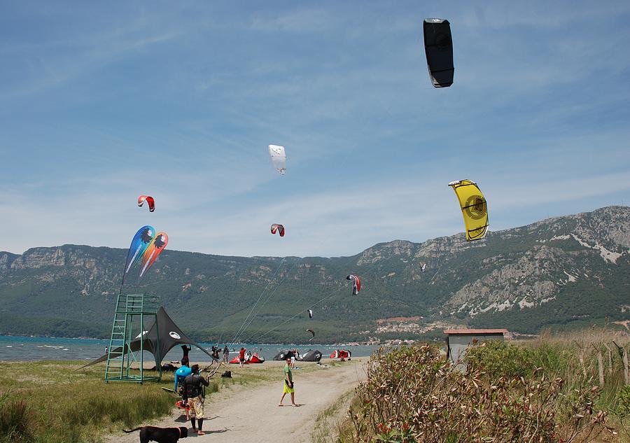 Kitesurfing at Akcapinar Gokova Akyaka Turkey Photograph by Taiche Acrylic Art
