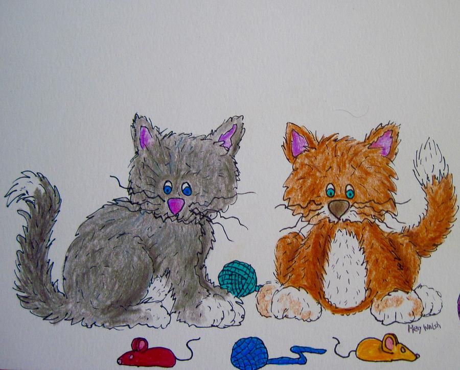 Kitt and Katt Drawing by Megan Walsh