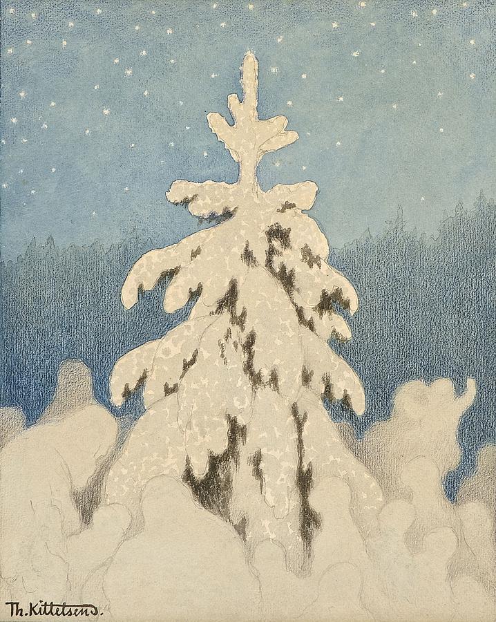 Kittelsen, Theodor 1857-1914 The Christmas Tree Painting by Celestial Images