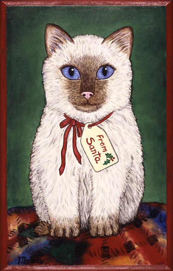 Christmas Gift Painting - Kitten Christmas Gift by Linda Mears Christmas Gift Painting - Kitten Christmas Gift by Linda Mears