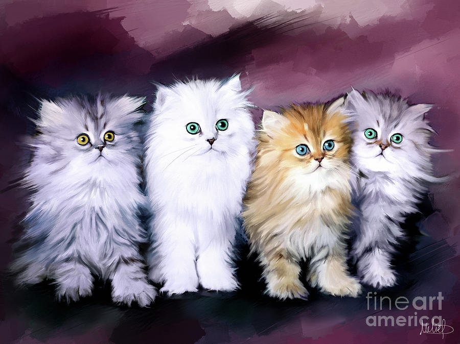 Cat Painting - Kitten Family by Melanie D