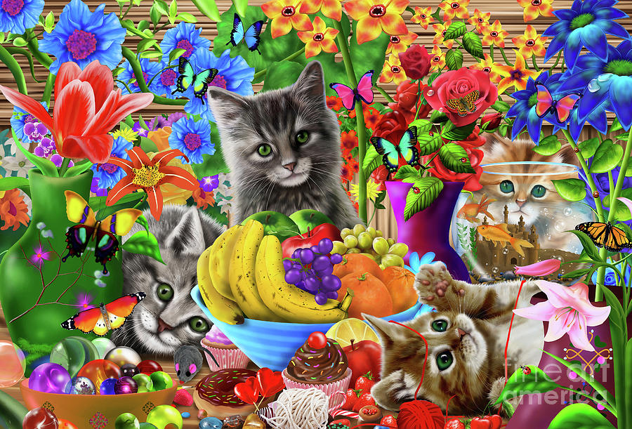 Kitten Fun Digital Art by MGL Meiklejohn Graphics Licensing