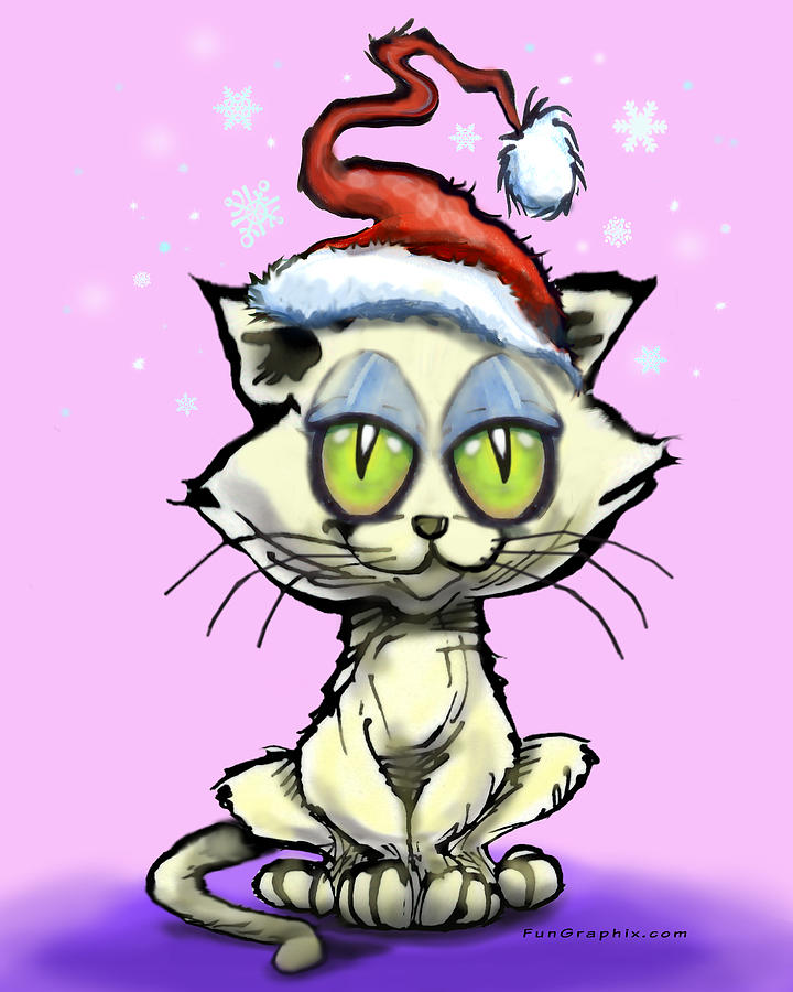 Kitten in Christmas Hat Digital Art by Kevin Middleton