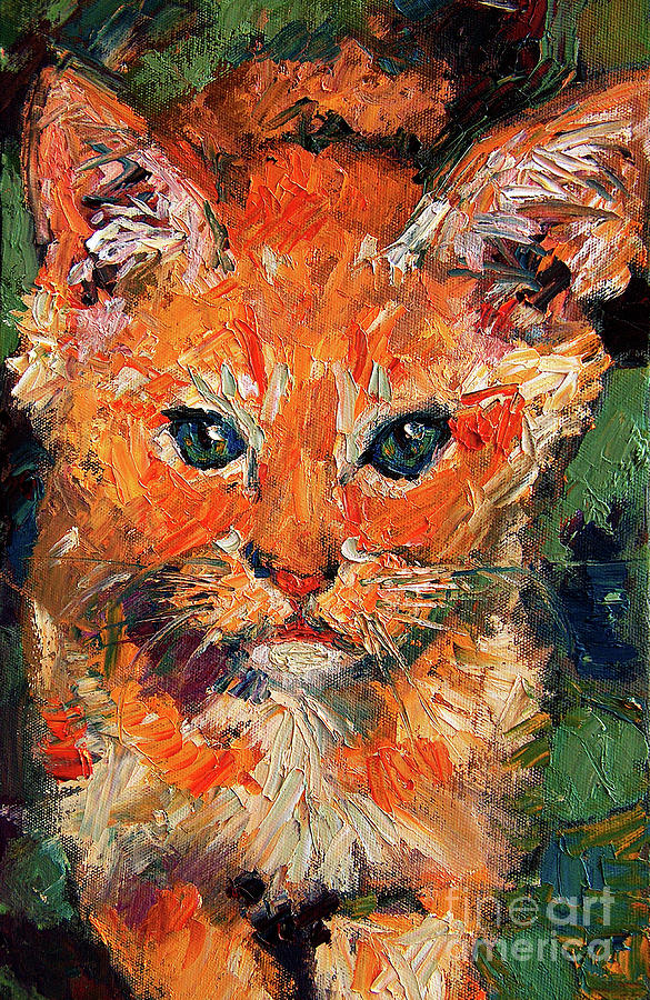 Kitten Orange Tabby Oil Painting Painting by Ginette Callaway