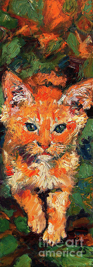 Kitten Orange Tabby Impressionist Oil Painting Painting by Ginette Callaway