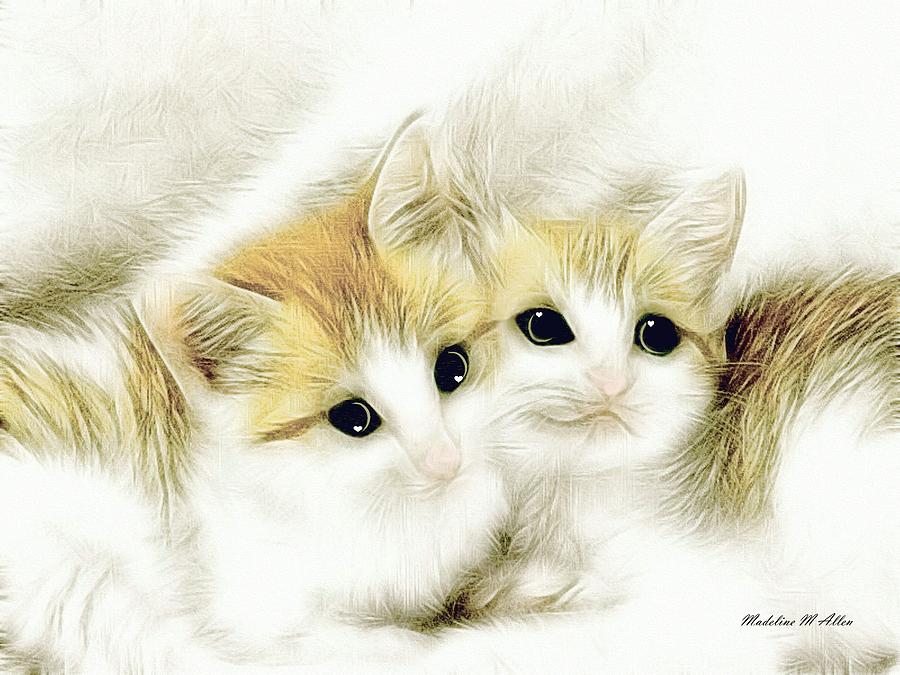 Cat Digital Art - Kitten Pals by Madeline  Allen - SmudgeArt