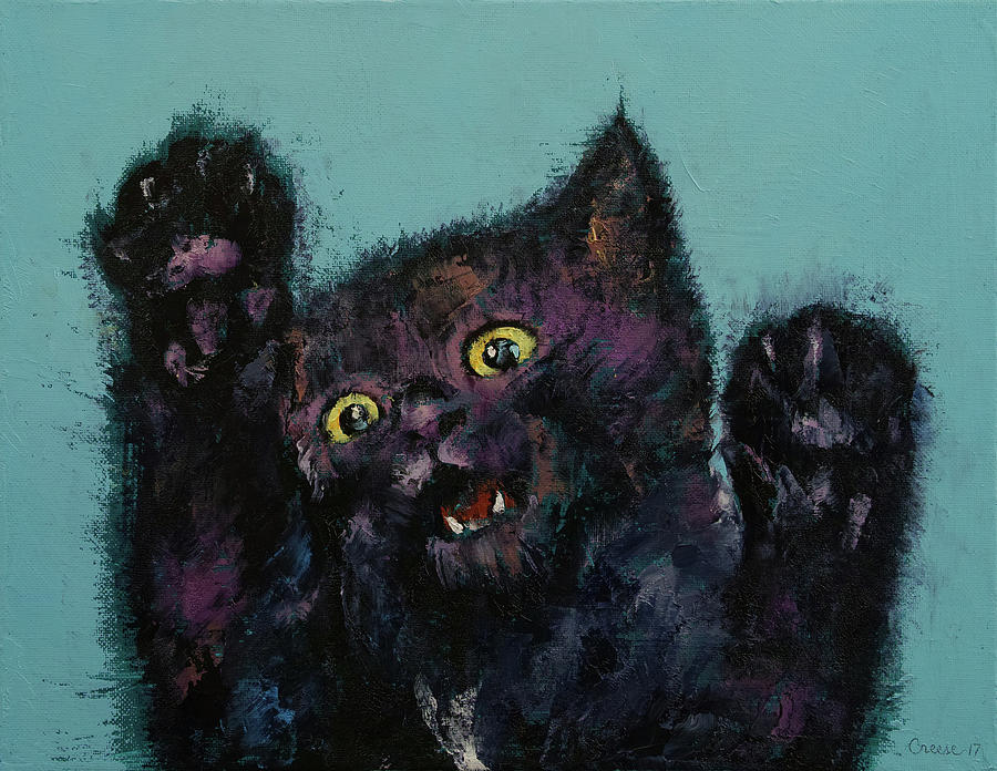Ninja Kitten Painting by Michael Creese