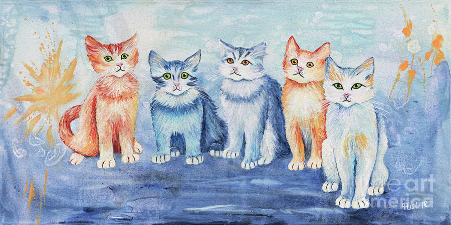 Kittens Alarm Painting by Jutta Maria Pusl
