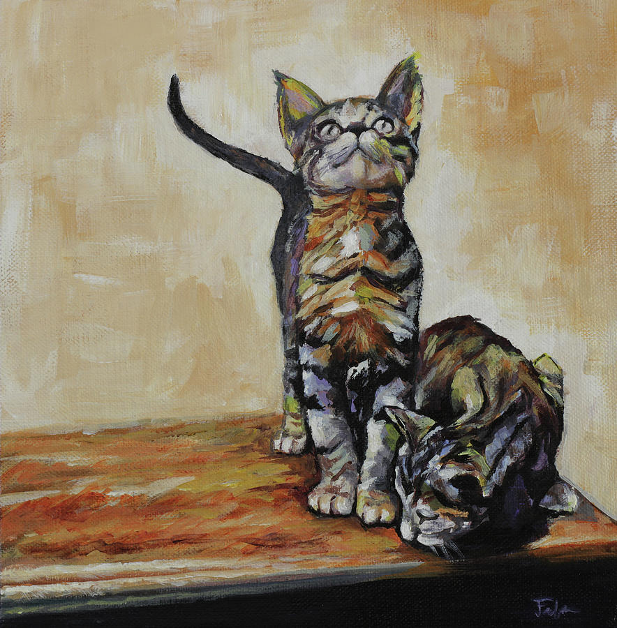Kittens Painting by Joan Frimberger