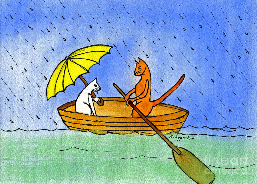 Kitties in a Boat Painting by Norma Appleton