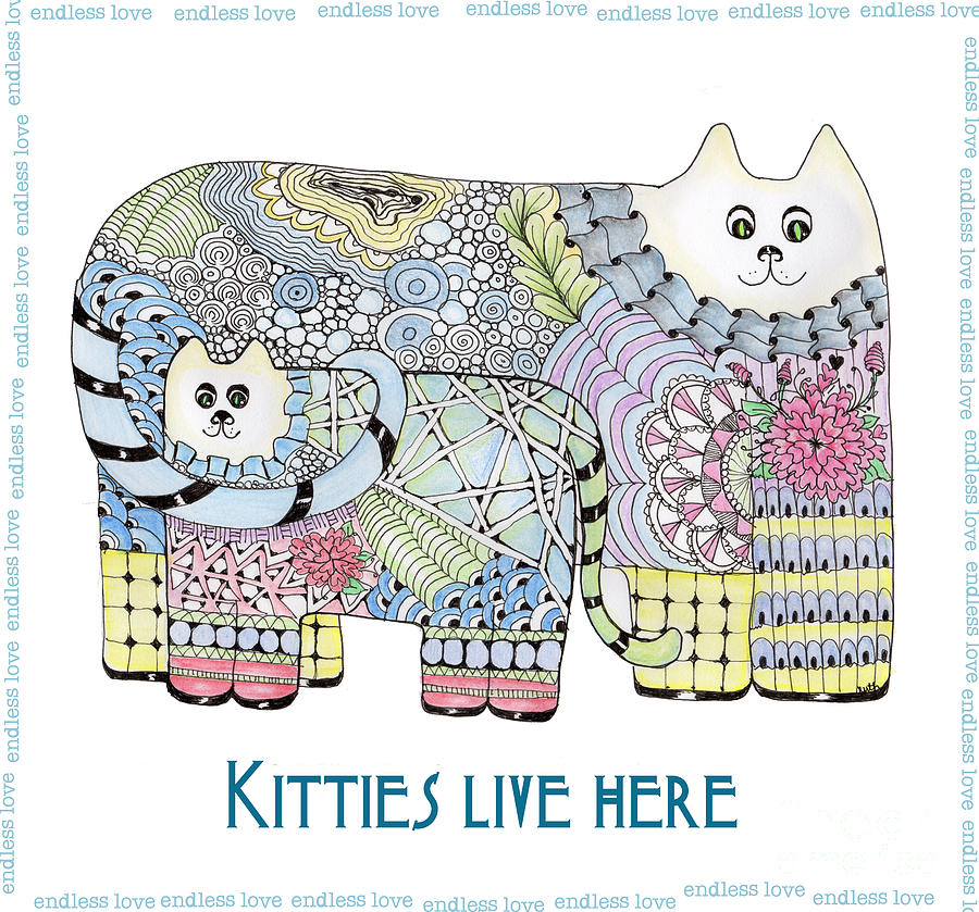 Kitties Live Here Tapestry - Textile by Ruth Dailey