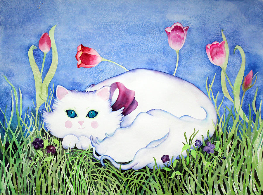 Kitty Cat Painting by Lisa Vincent