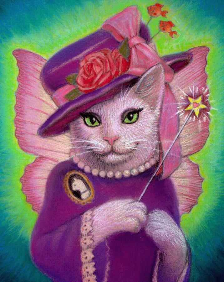 Kitty Fairy Godmother Painting by Sue Halstenberg