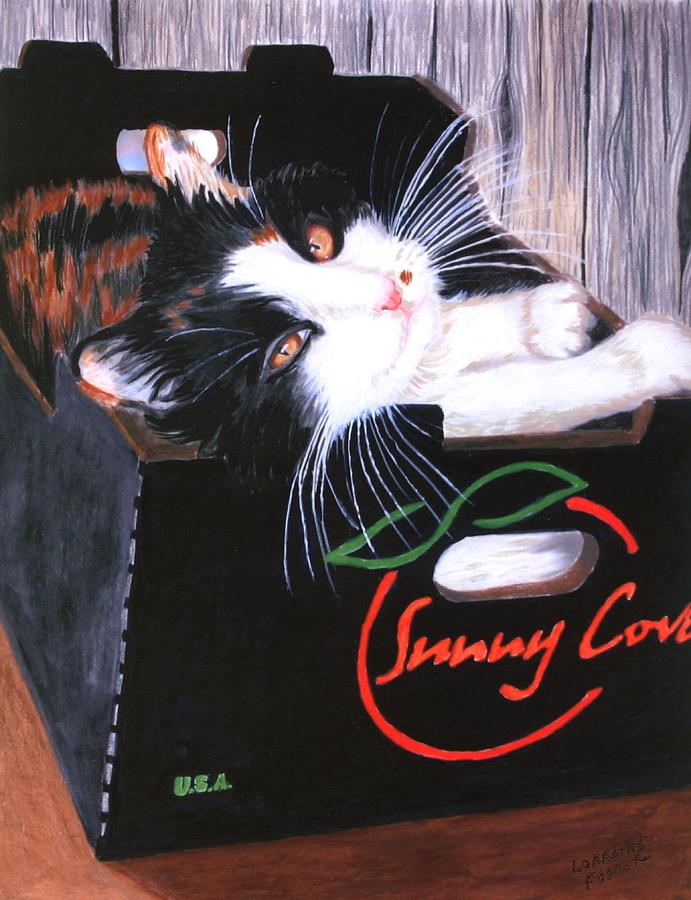 Cat Painting - Kitty in a Box by Lorraine Foster