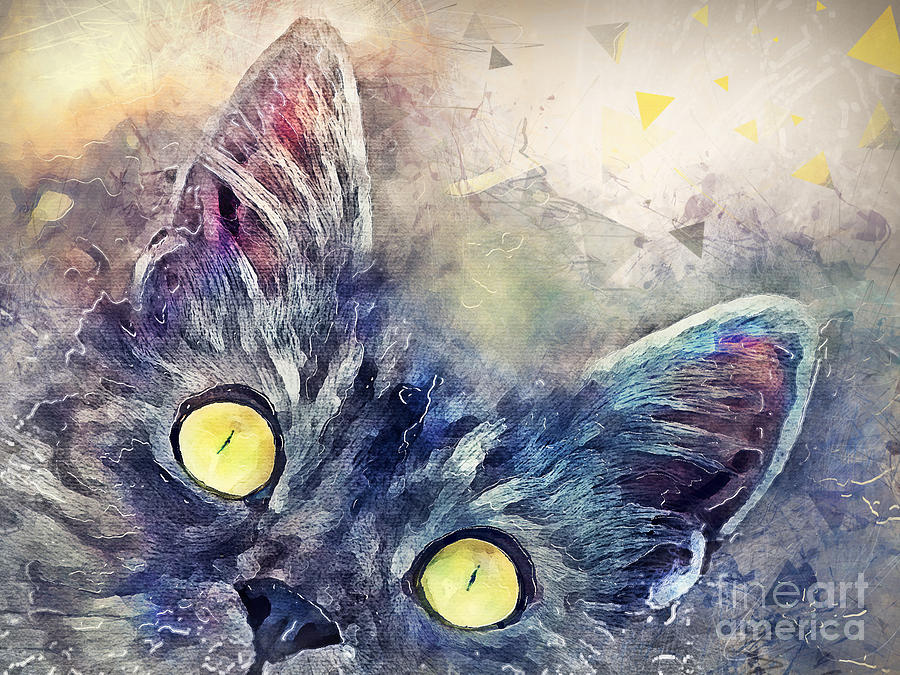 Kitty Digital Art by Justyna Jaszke JBJart