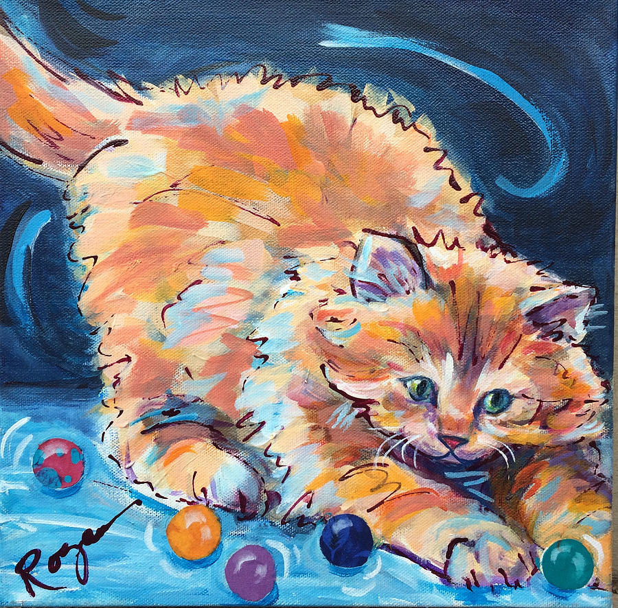 Kitty Keepsies Painting by Judy Rogan