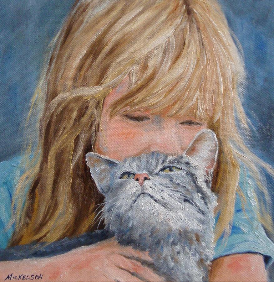 Cat Painting - Kitty Kisses by Debra Mickelson
