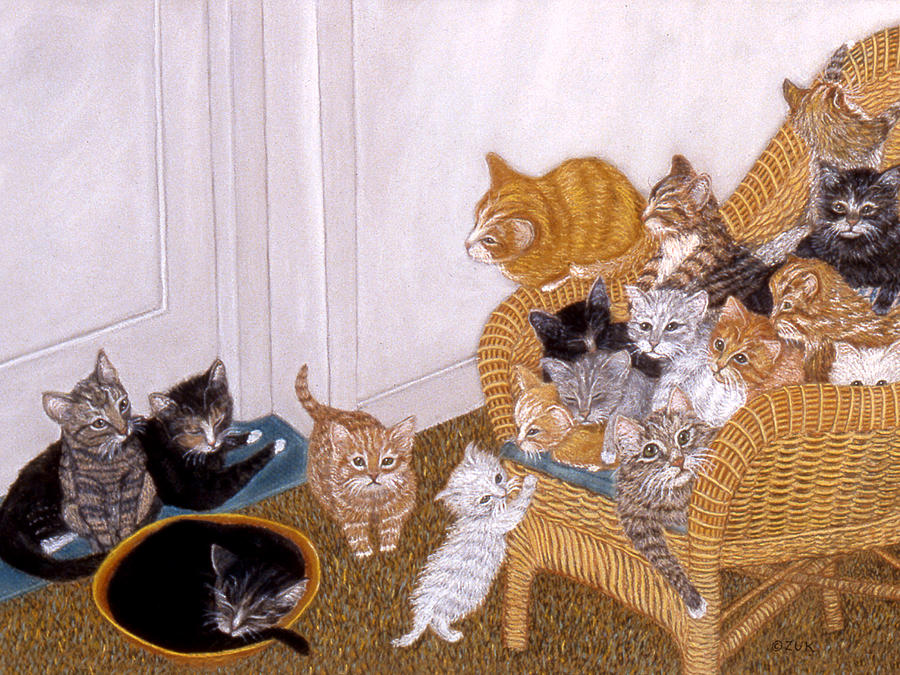 Kitty Litter II Painting by Karen Zuk Rosenblatt