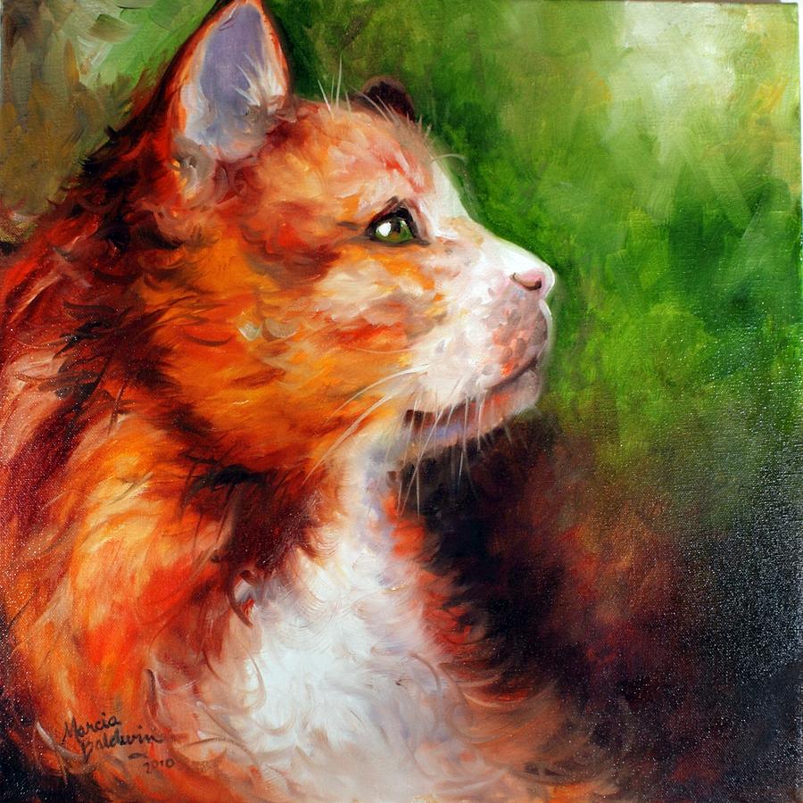 Kitty Orange Painting by Marcia Baldwin