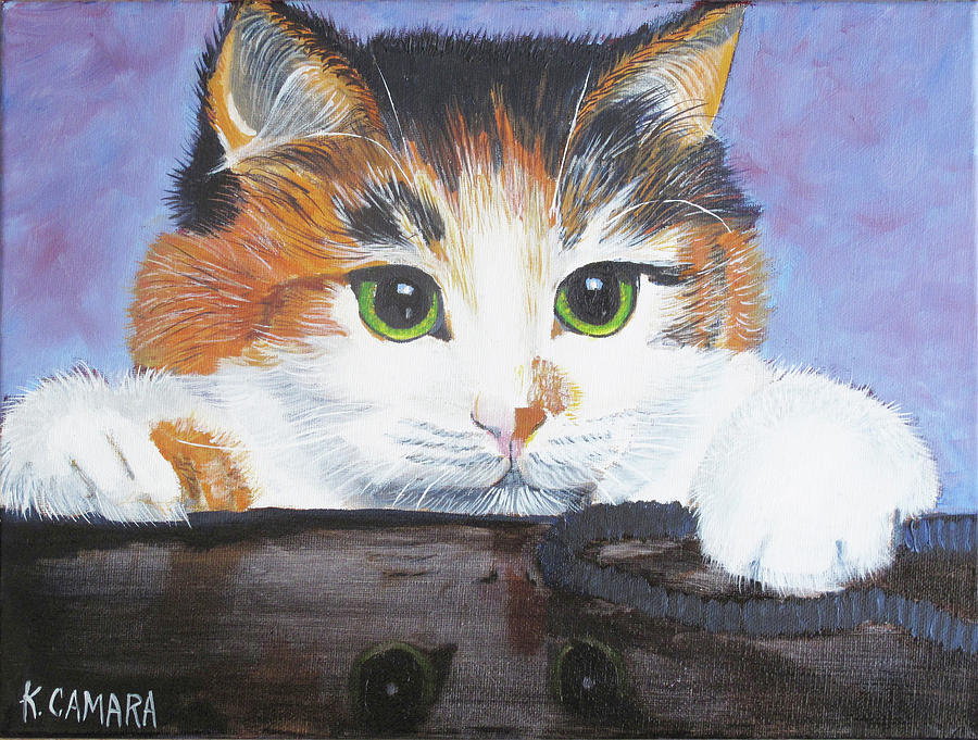 Kitty Reflections Painting by Kathie Camara