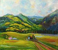 Landscape Painting - Kitzbuhel Mountains- Austria by Glynnis Sorrentino Landscape Painting - Kitzbuhel Mountains- Austria by Glynnis Sorrentino
