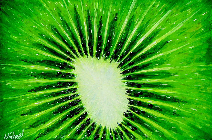 Kiwi Expolosion Original Acrylic Painting on Canvas Painting by Michael