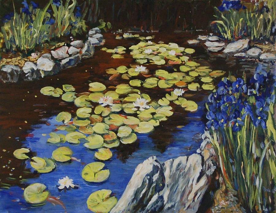 Klehm Arboretum Lily Pond Painting by Ingrid Dohm