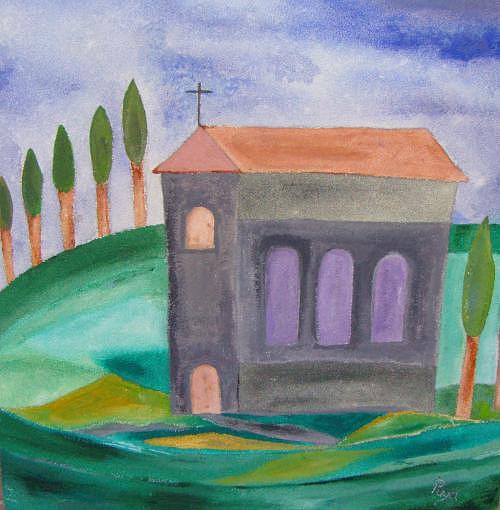 Tree Painting - Kleine Kirche In Der Toskana by Michael Puya
